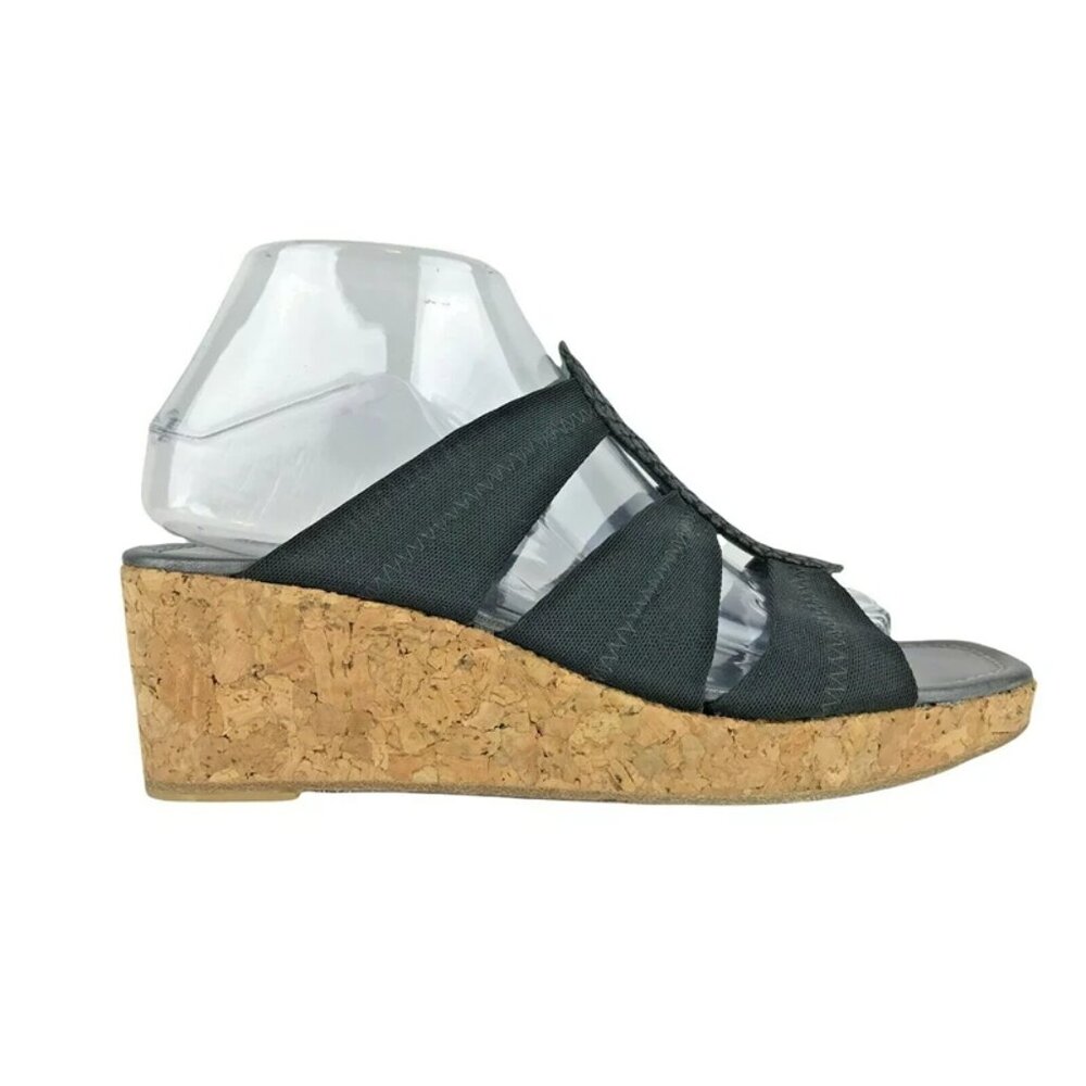Donald J Pliner Womens Clare S1‎ Black Wedge Heel Slide Sandals Size US 8.5 M